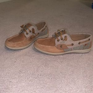 Sperry boat shoes, size 8, color brown/gray/multi